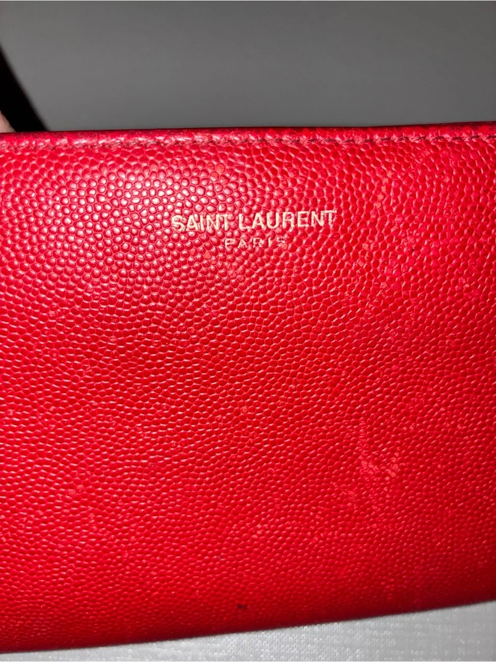 Saint Laurent Red Leather Zip Around Lainge Wallet with Gold Hardware - Picture 8 of 8